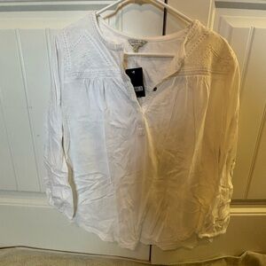 Lucky Brand Cream Lace Accent Blouse
